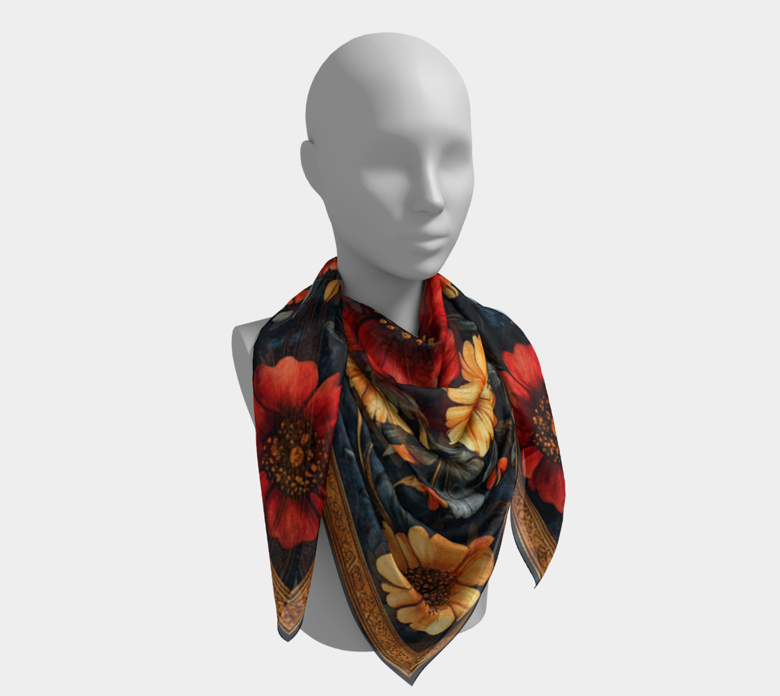 Golden Flora Silk Scarf