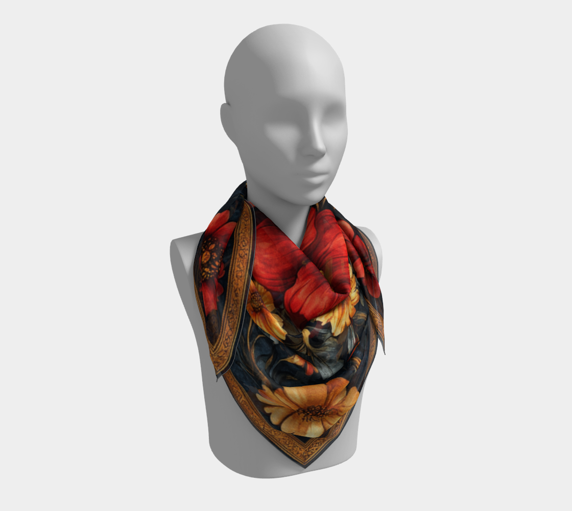 Golden Flora Silk Scarf