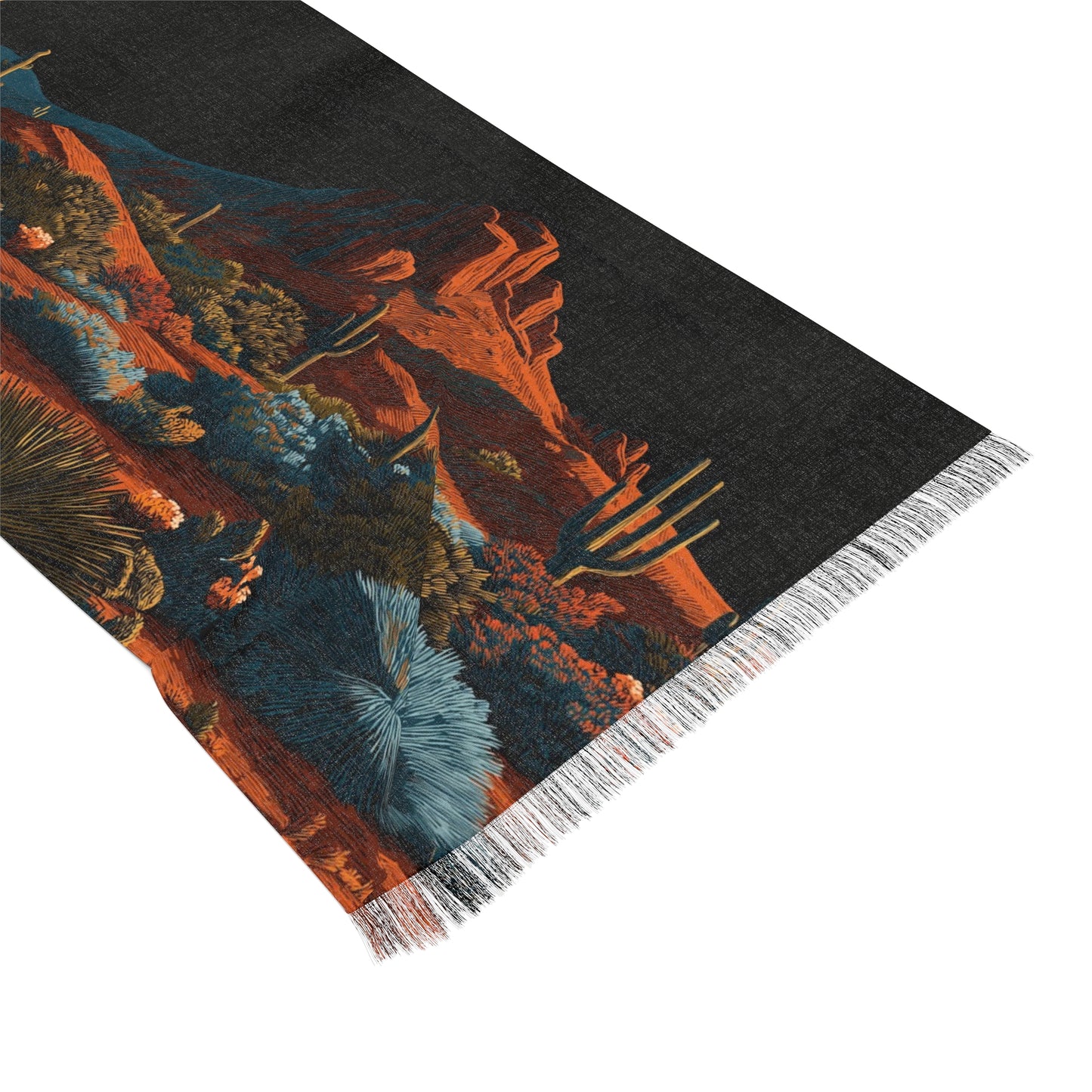 Desert Twilight Woven Scarf – “Cactus Bloom”