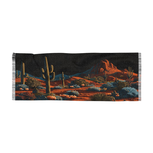 Desert Twilight Woven Scarf – “Cactus Bloom”