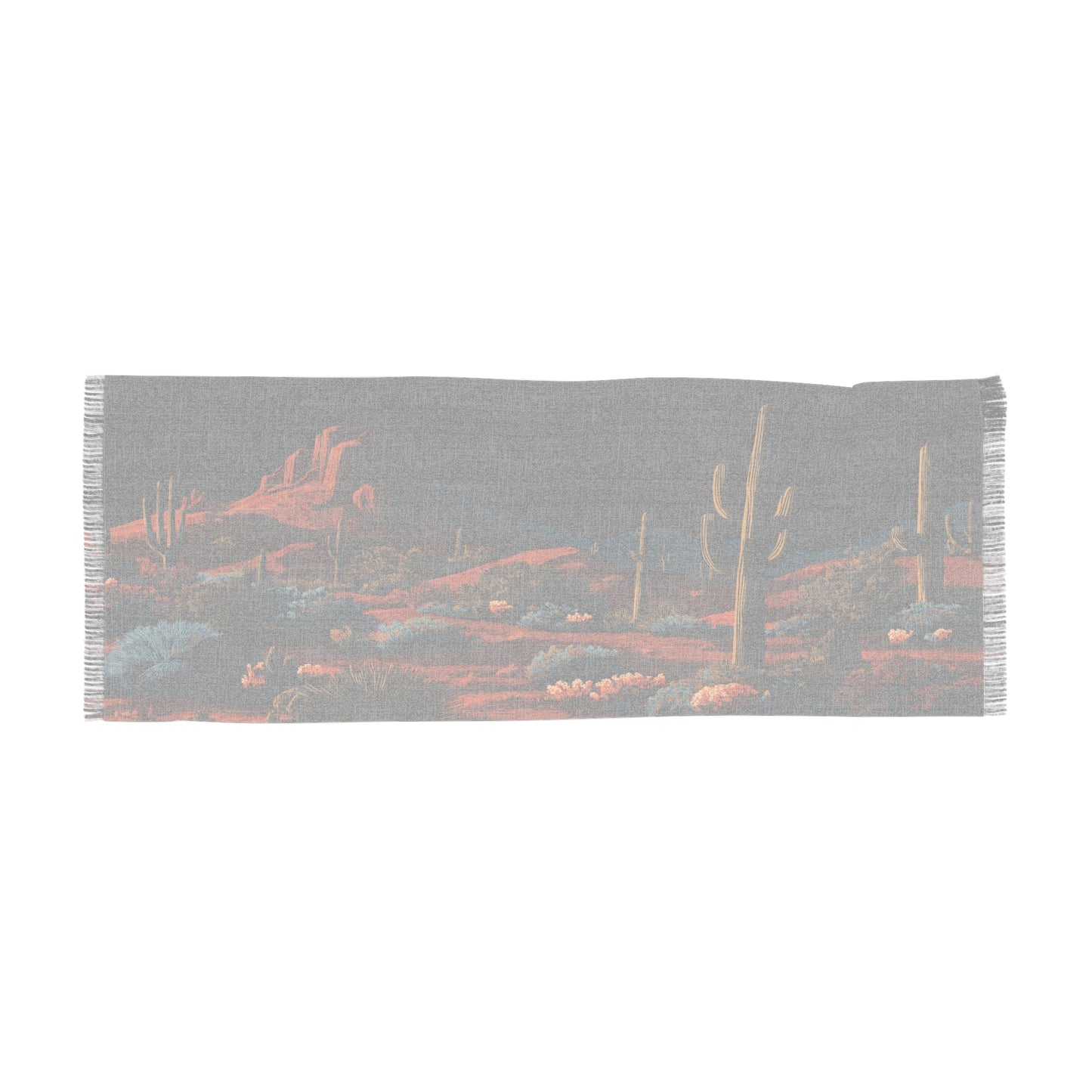 Desert Twilight Woven Scarf – “Cactus Bloom”