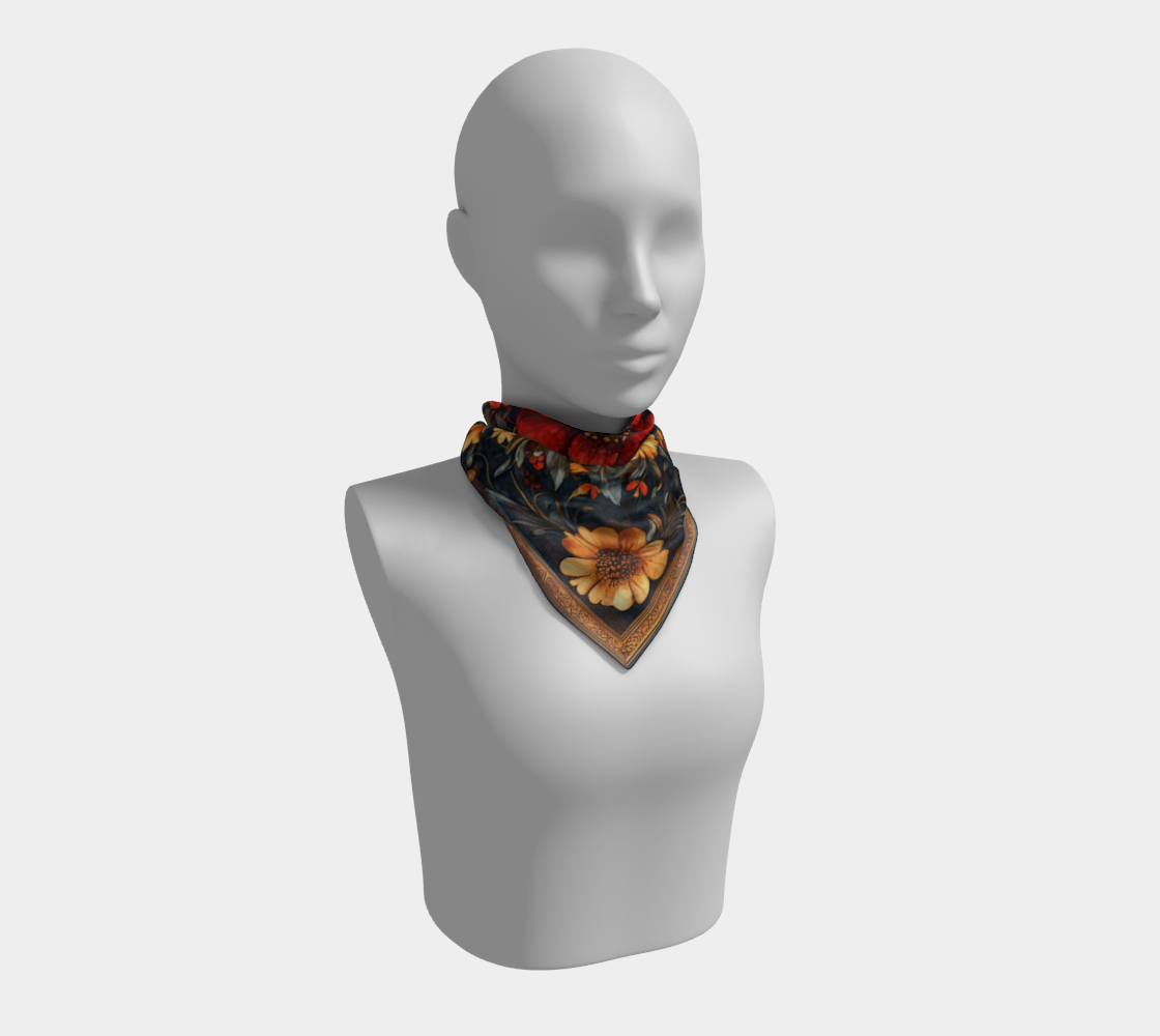 Golden Flora Silk Scarf