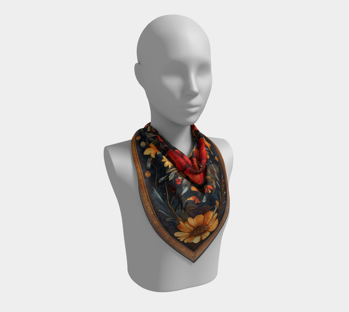 Golden Flora Silk Scarf
