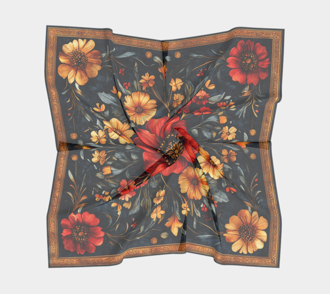 Golden Flora Silk Scarf