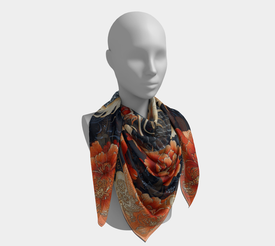 Dragon Bloom Silk Scarf